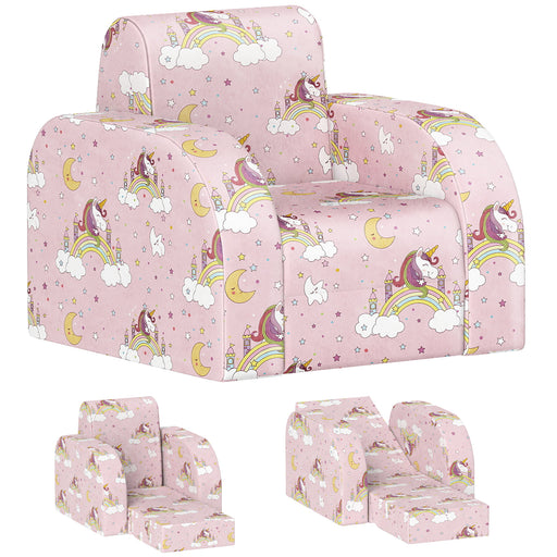 Foldable Toddler Snuggle Chair with Soft Sponge Seat for Bedroom or Playroom Use, Pink