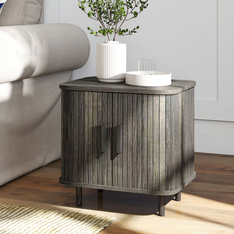 Bedside Table Sliding Door Grey - detail 5