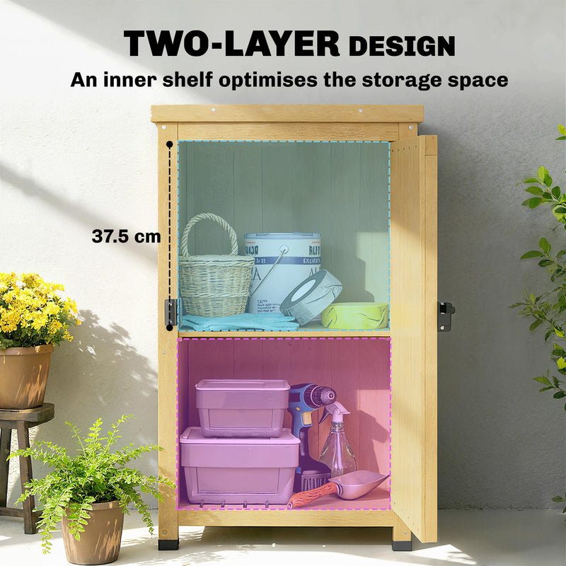 Compact Outdoor Storage Cupboard for Small Patios or Balconies with Shelves, Light Brown, 45x45x85cm