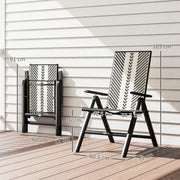 Black Rattan Reclining Garden Chairs Set Weather Resistant and Adjustable by Outsunny