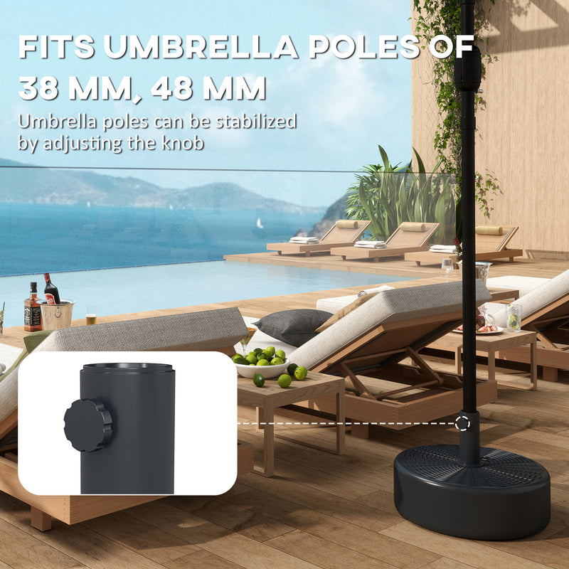 Fillable Parasol Base for Garden Umbrellas with Secure Support For 38-48mm Poles, Black Rattan Style Finish