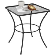 Black 60cm Square Garden Bistro Table with Metal Mesh Top by Outsunny
