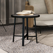 Round Small Garden Table 50.5cm Outdoor Side Table with SPC Top and Metal Frame Grey by Outsunny