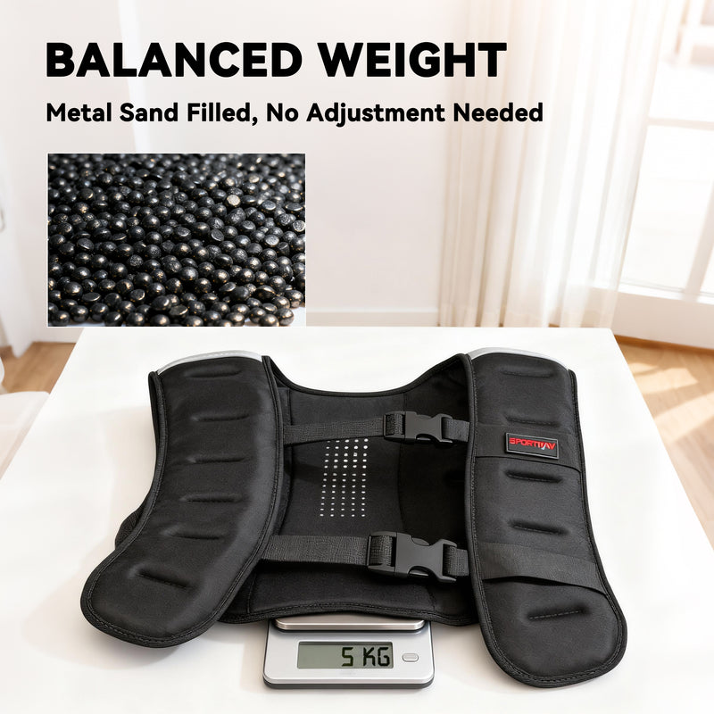 5kg Weighted Training Vest with Adjustable Fit and Reflective Strips for Workouts Black AOSOM