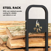Steel Firewood Log Rack With 300 kg Capacity For Indoor Or Outdoor Use, Black