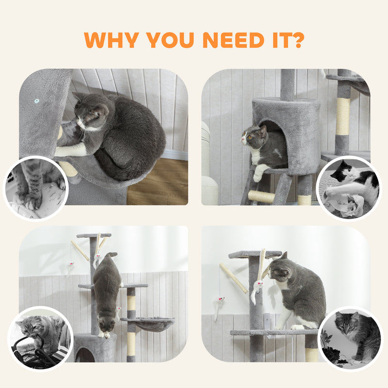 Multi Level Cat Tree With Scratching Posts And Condo For Indoor Kittens Grey AOSOM