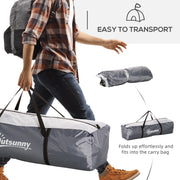 Family Camping Tent for 6 to 8 People with Mesh Walls and Removable Curtains White Grey Outsunny