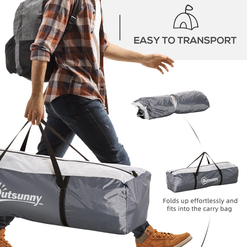Family Camping Tent for 6 to 8 People with Mesh Walls and Removable Curtains White Grey Outsunny