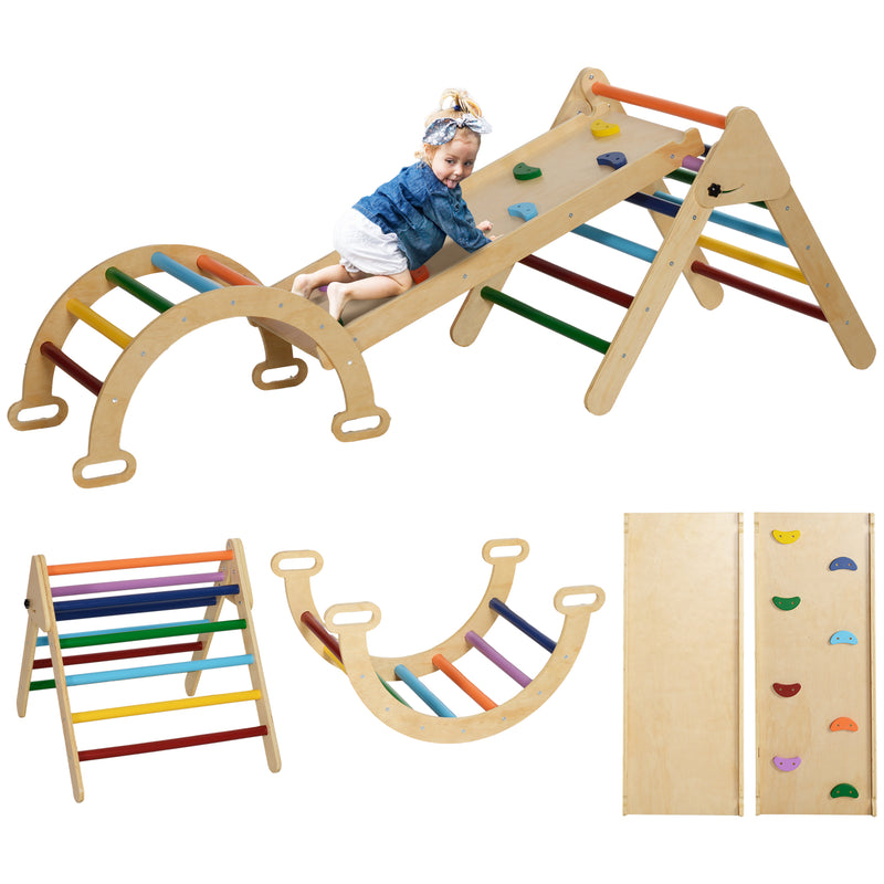 5 in 1 Toddler Climbing Frame with Ramp and Arch for 18 - 48 Months Multicoloured by Aiyaplay