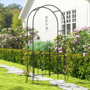 Garden Arch Trellis with Double Gate for Climbing Plants and Privacy Black Outsunny