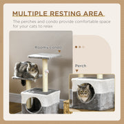 Multi Level Cat Tree with Sisal Scratching Posts Perches and Toy Mouse for Indoor Fun Grey
