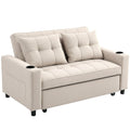 Two Seater Pull Out Sofa Bed with Storage Ideal for Guests and Small Spaces, Beige