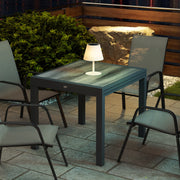 Extendable Grey Rectangular Garden Dining Table for 6 Aluminium Frame with Plastic Top 160cm