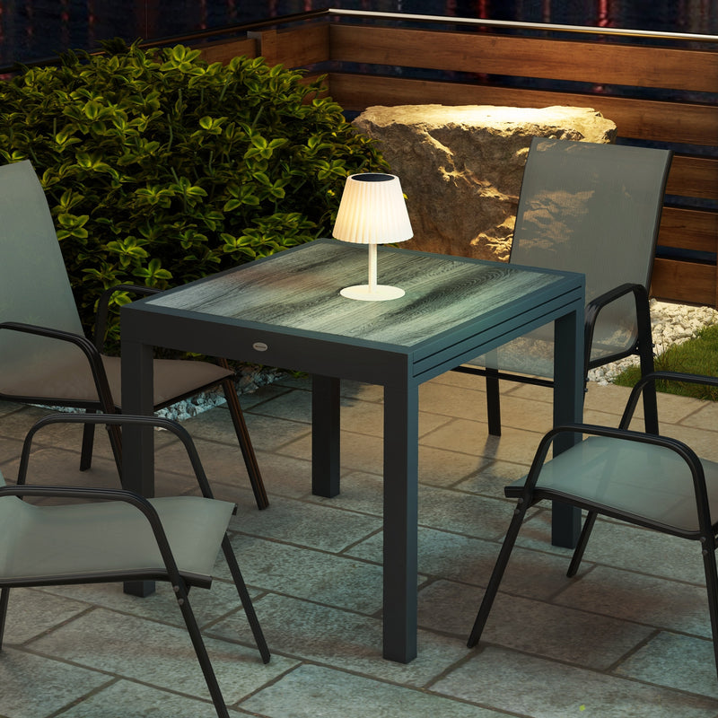 Extendable Grey Rectangular Garden Dining Table for 6 Aluminium Frame with Plastic Top 160cm