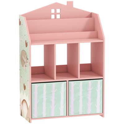 Kids Toy Storage Shelf with Book Display and Drawers for Easy Organisation Pink AOSOM