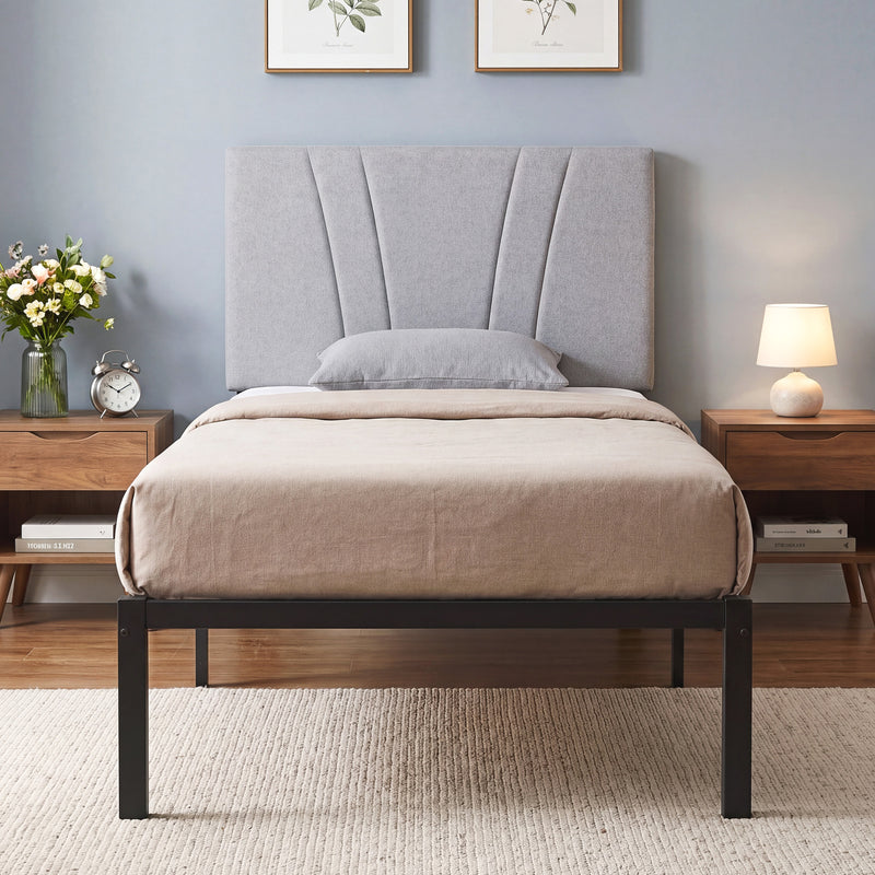 Single Bed Frame with Padded Headboard and 26 cm Underbed Storage Space Black Homcom
