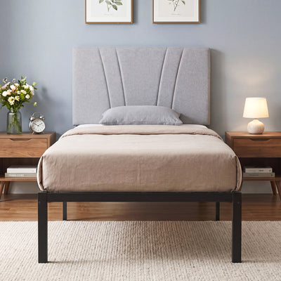 Single Bed Frame with Padded Headboard and 26 cm Underbed Storage Space Black Homcom
