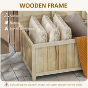 172L Outdoor Wooden Storage Box For Garden Tools And Cushions, Natural Wood AOSOM