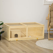 Wooden Hamster Cage with Sliding Tray and Openable Top for Syrian Hamsters by PawHut