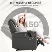 Light Grey Microfibre Manual Recliner Armchair with Padded Cushion And Leg Rest by HOMCOM