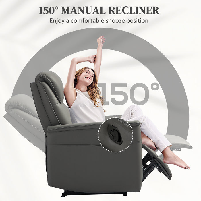 Light Grey Microfibre Manual Recliner Armchair with Padded Cushion And Leg Rest by HOMCOM