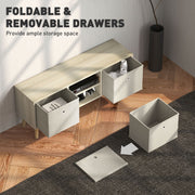 TV Cabinet Stand for TVs up to 50 inch with Foldable Drawers Natural by HOMCOM