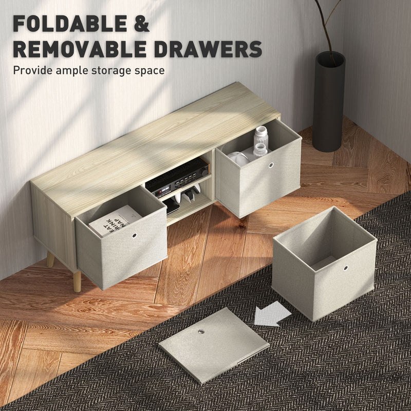 TV Cabinet Stand for TVs up to 50 inch with Foldable Drawers Natural by HOMCOM