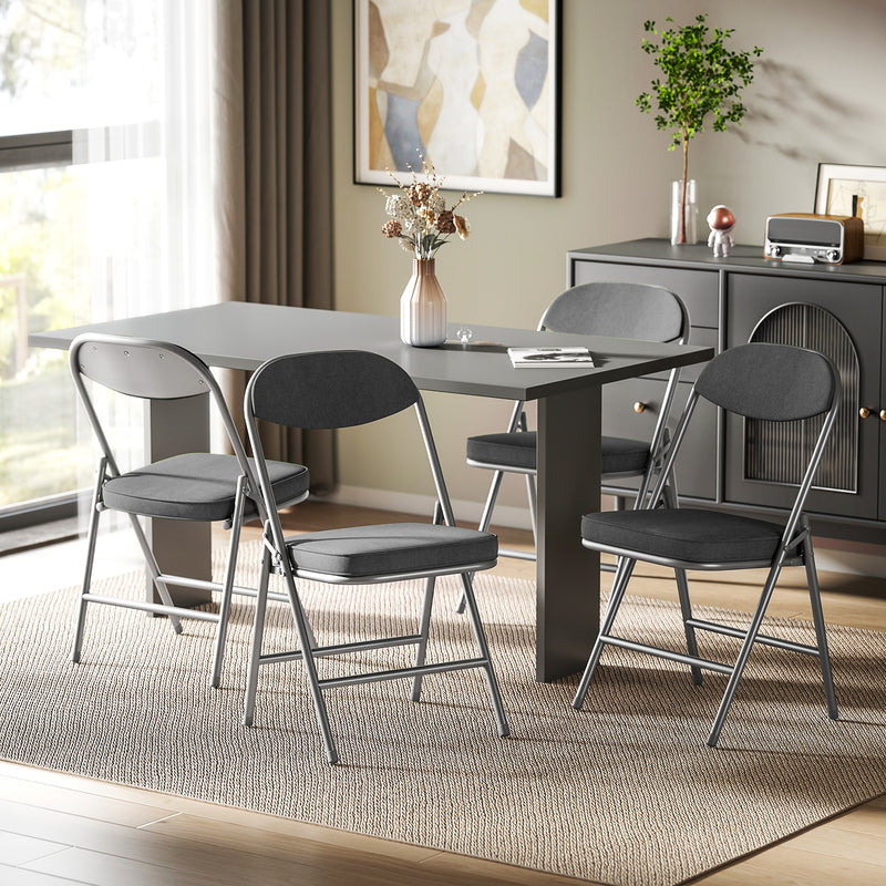 Folding Chairs Set of 4 Space Saving Padded Seats for Guests and Dining Dark Grey Homcom