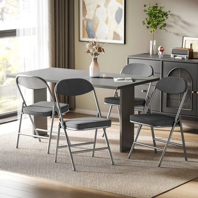 Folding Chairs Set of 4 Space Saving Padded Seats for Guests and Dining Dark Grey Homcom
