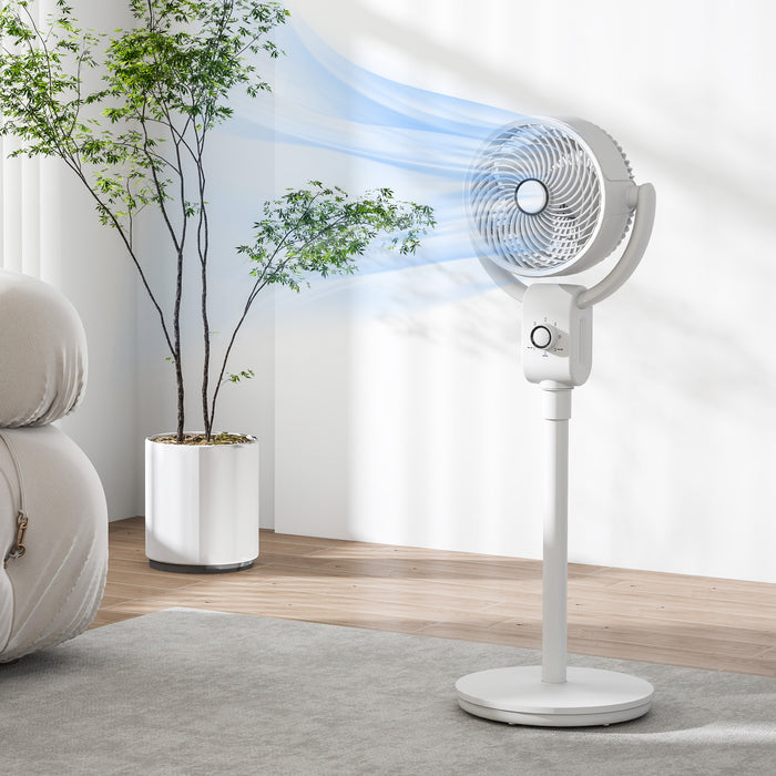 White Pedestal Air Circulation Fan with Oscillating Function by HOMCOM