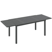 Extendable Garden Dining Table for 6 to 8 People with Slatted Top Aluminium Dark Grey Outsunny