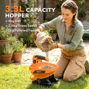 Cordless Handheld Lawn Spreader for Even Seed Fertiliser or Salt Coverage Orange AOSOM