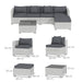 6 Seater Rattan Corner Sofa Set Mixed Grey Outdoor Furniture by Outsunny