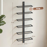 Wall Mounted Wine Rack for 6 Bottles Space Saving Steel Storage Black AOSOM