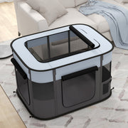 Foldable Dog Playpen with Carry Bag for Indoor and Outdoor Use Easy Setup Grey