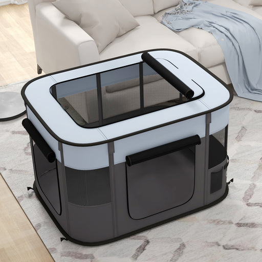 Foldable Dog Playpen with Carry Bag for Indoor and Outdoor Use Easy Setup Grey
