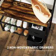 Industrial Style Hallway Coat Rack With Shoe Bench in Brown and Black by HOMCOM