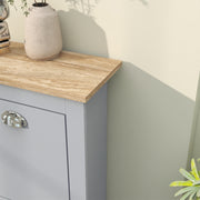 Narrow Wooden Shoe Cabinet with Flip Doors and Adjustable Shelf for Hallway Storage Grey