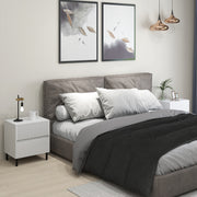 Set of 2 Two Drawer Bedside Tables with Indented Design for Bedroom Storage White