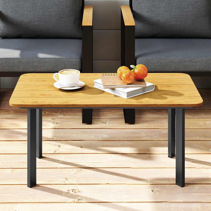 Outdoor Coffee Table for Garden or Patio with Weather-Resistant Easy-Clean Surface Brown Outsunny