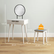 Dressing Table Set With Mirror Stool And Storage Drawers For Bedroom Vanity Use, White