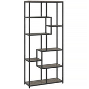 Seven Tier Geometric Bookcase With Open Shelving For Home Office Or Living Room Grey Black