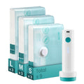 Songmics 9 pack vacuum storage bags in 3 small, 3 medium and 3 large sizes with rechargeable electric pump