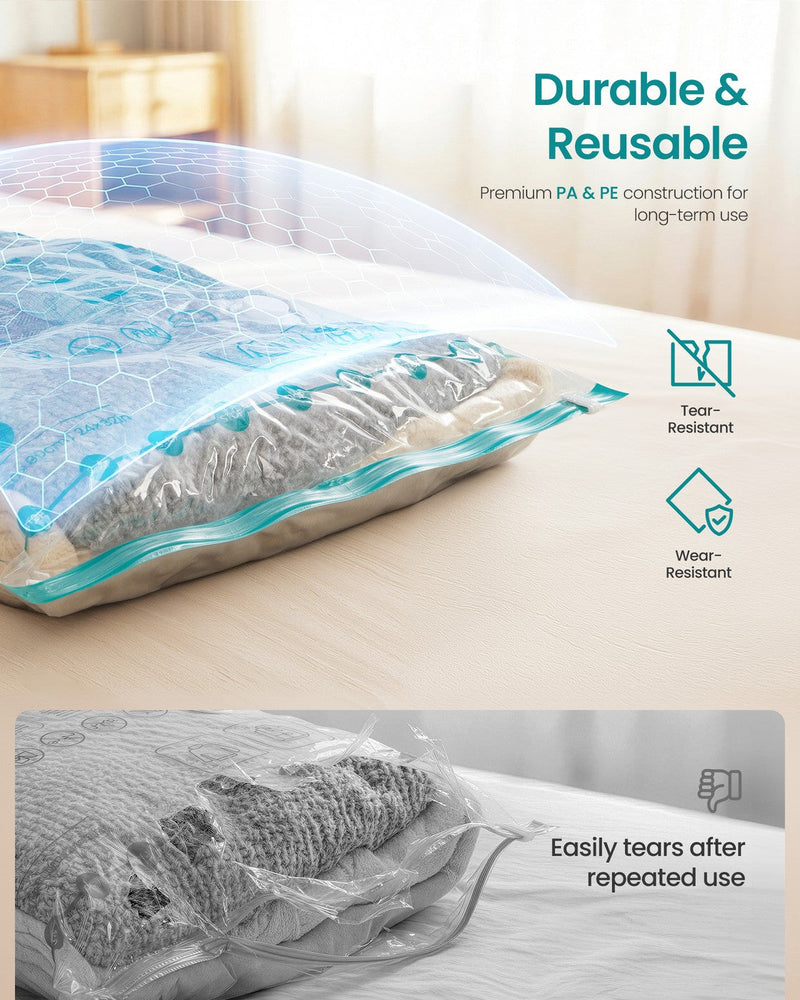 Close-up of the tear-resistant PA and PE material on a Songmics vacuum storage bag