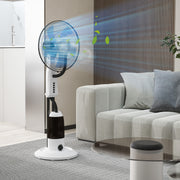 Pedestal Misting Fan with Humidifier for Cool Indoor Air and Quiet Operation White AOSOM