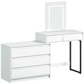 Homcom white vanity makeup desk with 5 drawers and LED mirror, studio shot