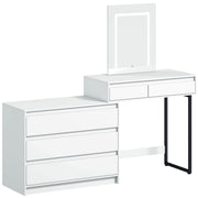 Homcom white vanity makeup desk with 5 drawers and LED mirror, studio shot