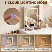 Close-up of touch control for the three-colour LED mirror lighting