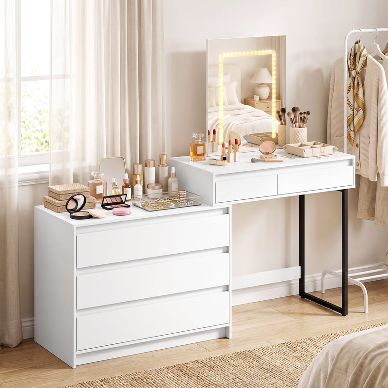 Vanity desk in a bedroom lifestyle setting beside a clothes rail