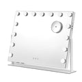 Songmics Matte White vanity mirror with 15 LED bulbs and a 10x magnifying mirror